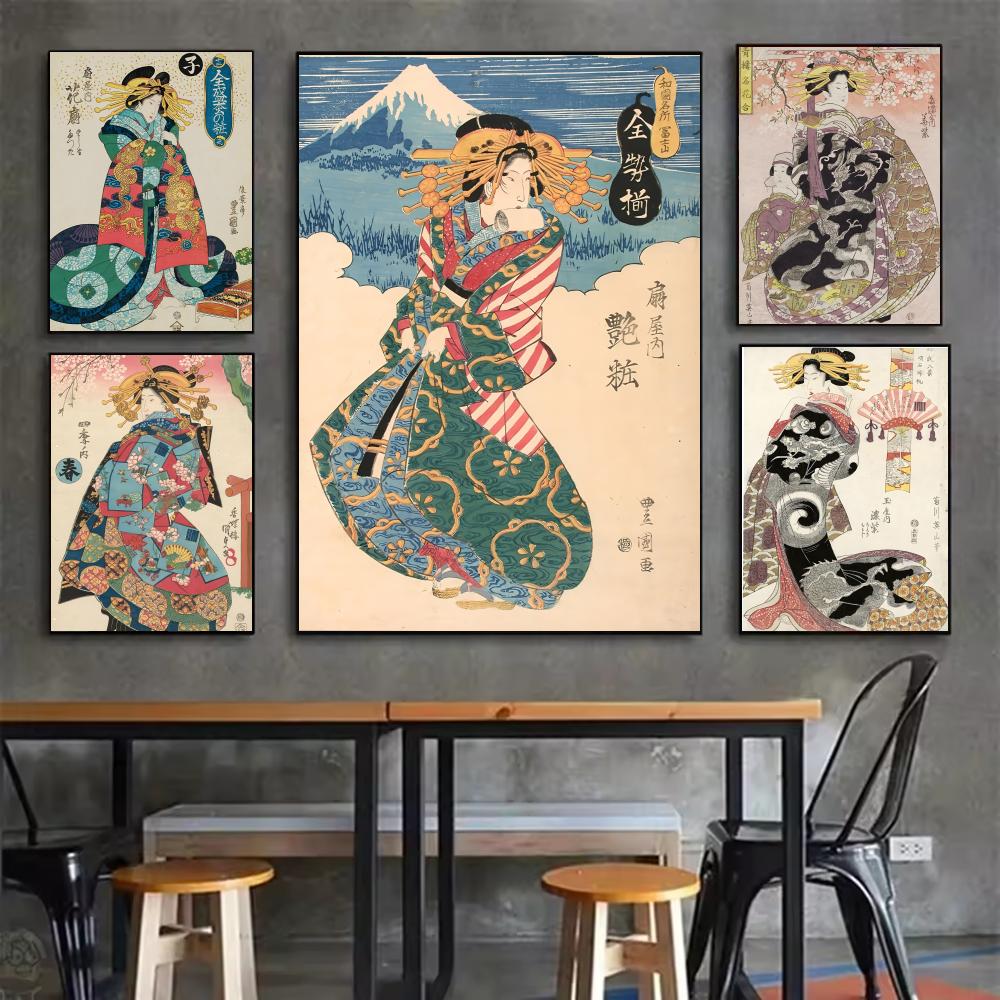 Interior Design Japanese - Retro Japanese geisha Poster Minimalist Easy-Apply
