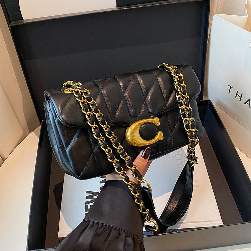 Interior Design Logo - Women Quilted Leather Shoulder Bag Luxury