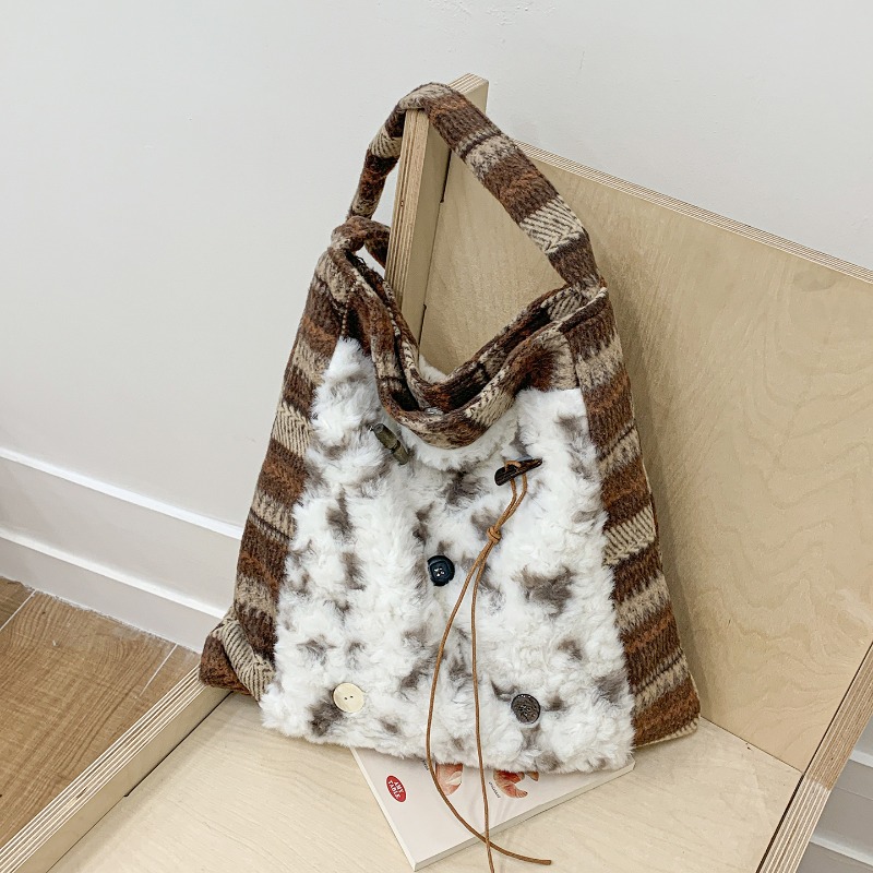 Interior Design Japanese - Milk Cotton Patchwork Plaid Hasp Casual