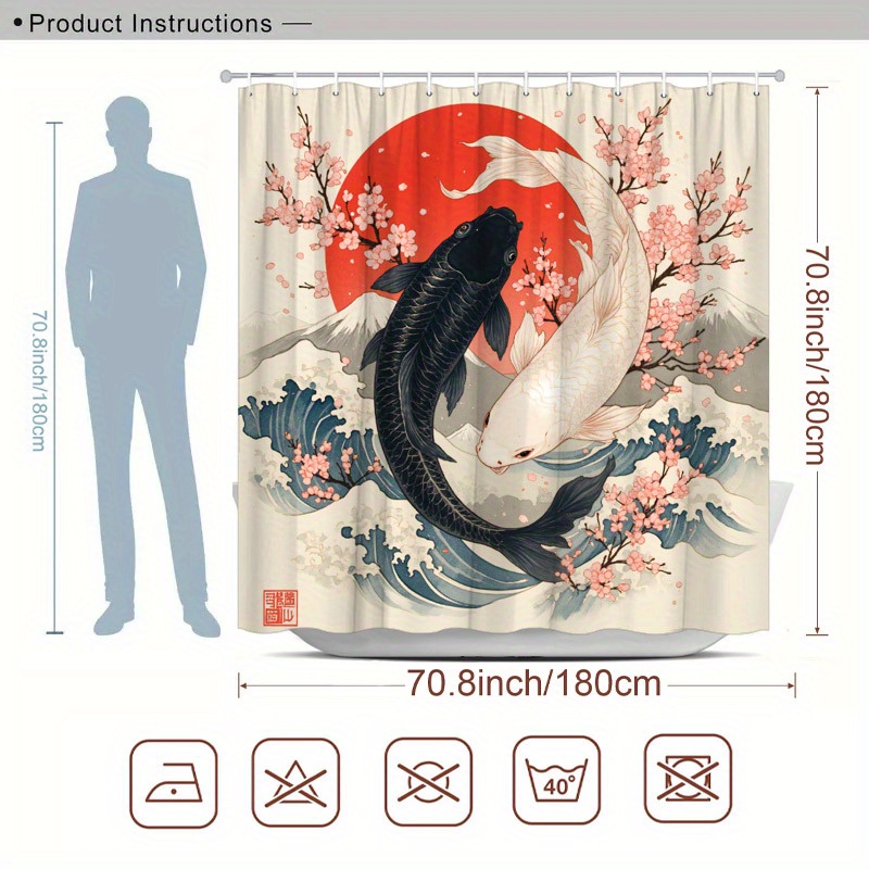Koi Fish Shower Curtain Polyes - Interior Design Japanese review and price