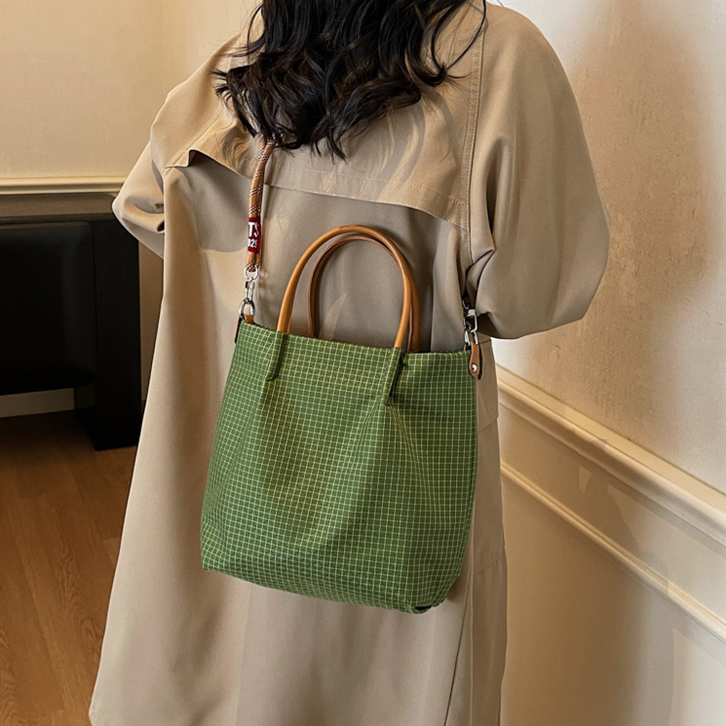 Plaid Design Nylon Tote Bags L - Interior Design Japanese review and price