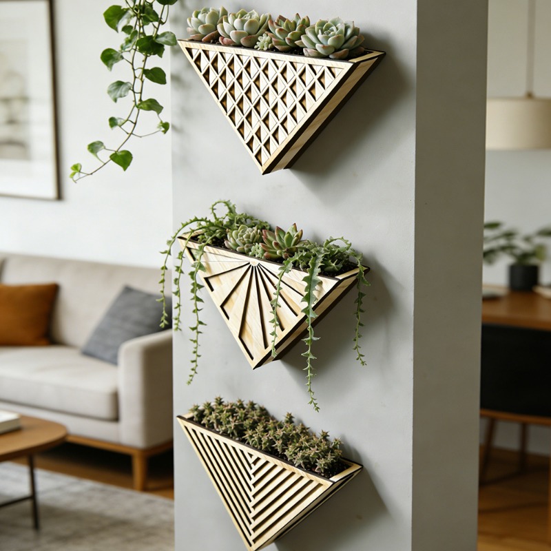 1pcs Light Wood Geometric Line - Geometric Shelf Triangle review and price