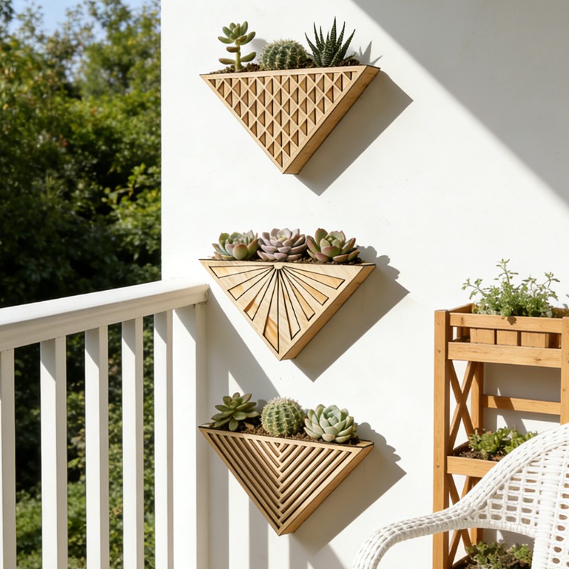 1pcs Light Wood Geometric Line - Geometric Shelf Triangle review and price